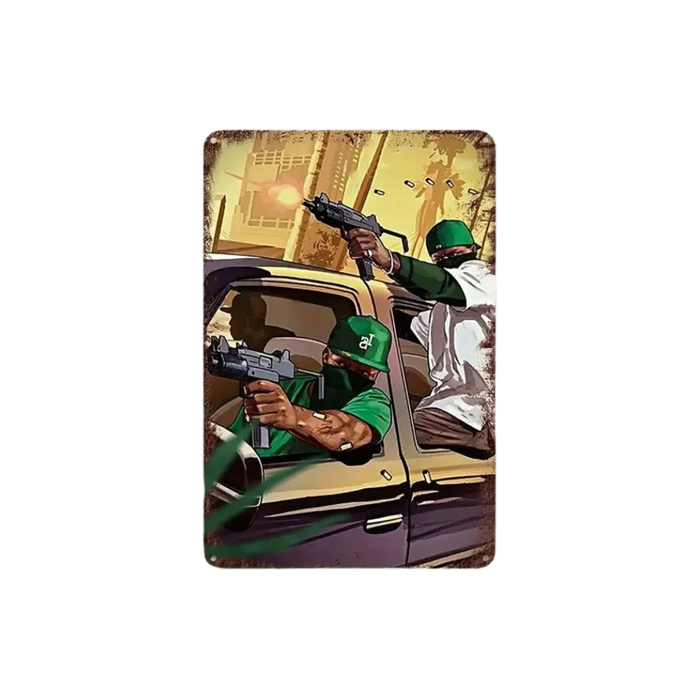 Plaque Murale en Aluminium - Art GTA Style