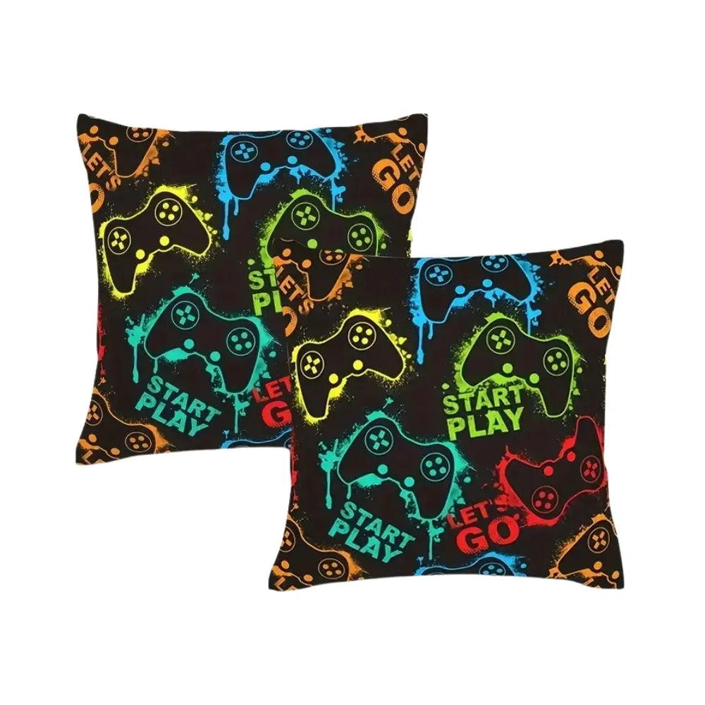Set of 2 "Start Play" Gaming Cushion Covers